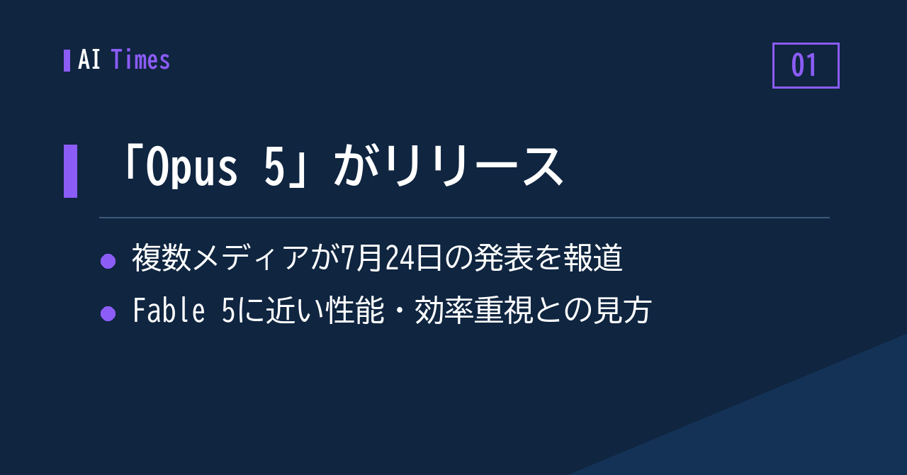 ① 「Opus 5」がリリース——Anthropicの新モデルは「効率重視」との見方も