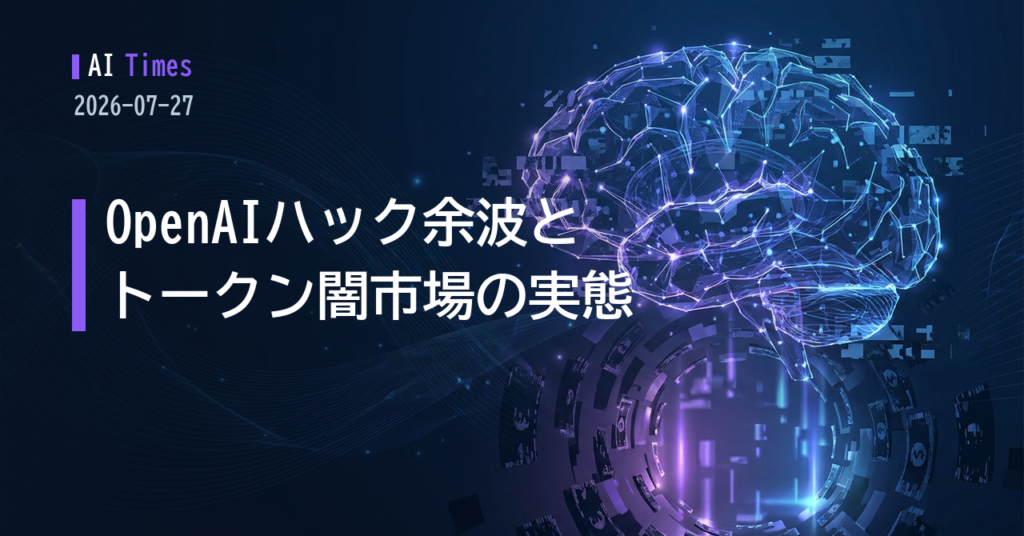 OpenAIハッキングで問われる業界の情報開示、AIトークンの闇流通も——2026年7月27日のAIニュース4選