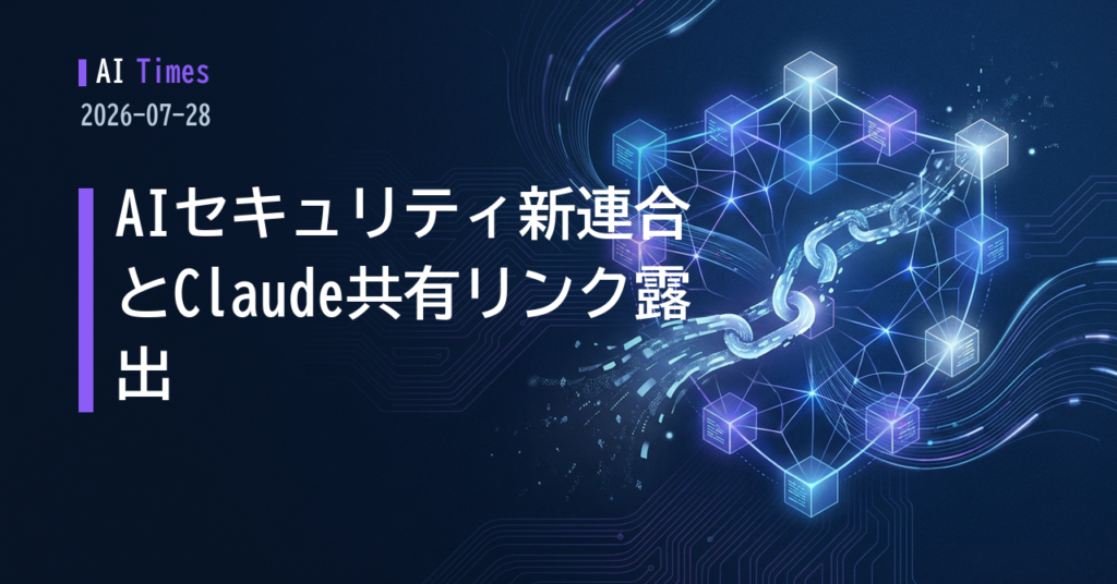 AIセキュリティで新連合が始動、Claude共有リンクの検索露出も——2026年7月28日のAIニュース