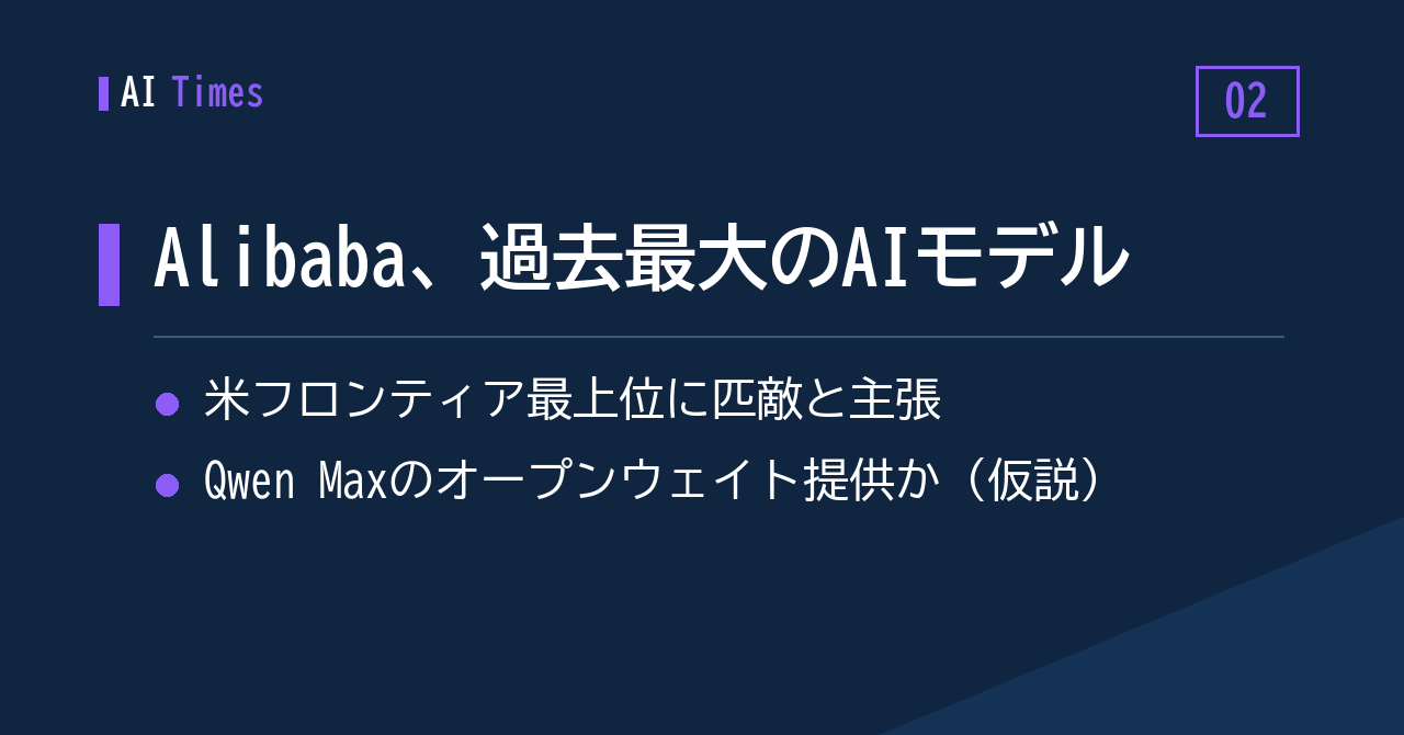 Alibabaが自社史上最大のAIモデルを発表、「米最上位クラスに匹敵」と主張