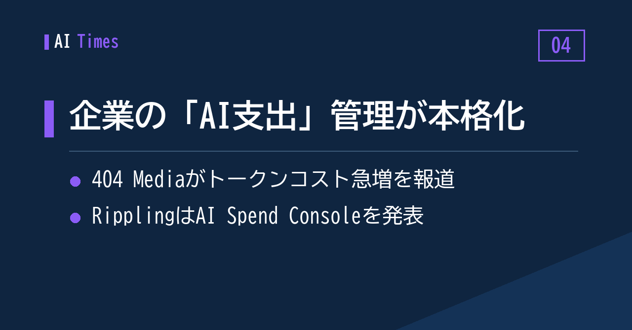 ④ 膨らむトークンコスト——企業が「AI支出」の管理に乗り出す