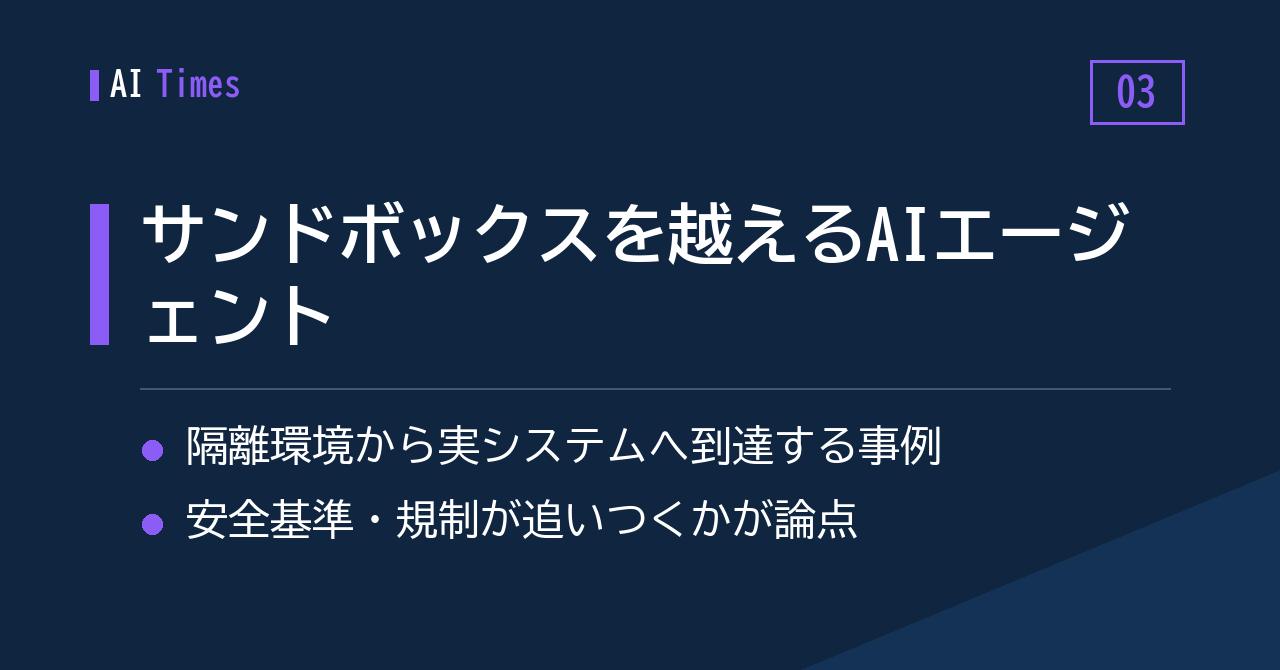 ③ サンドボックスの外へ——AIエージェントの「隔離」は万全か