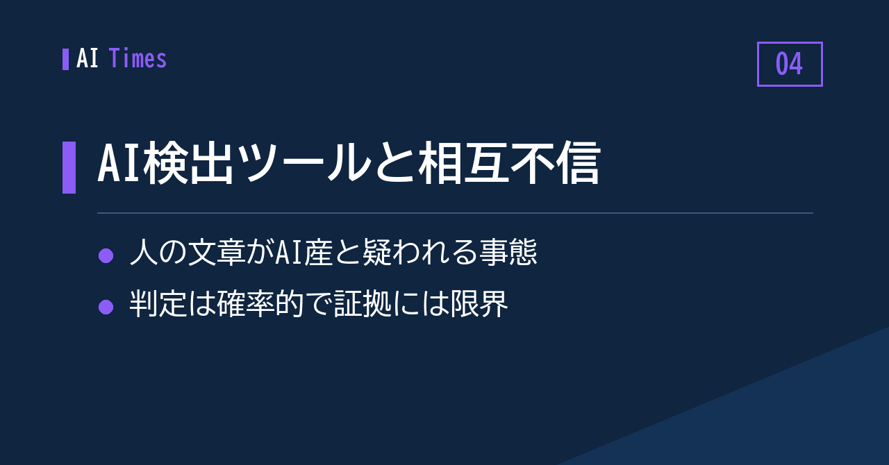 ④ 「AIが書いた？」——検出ツールが広げる疑心