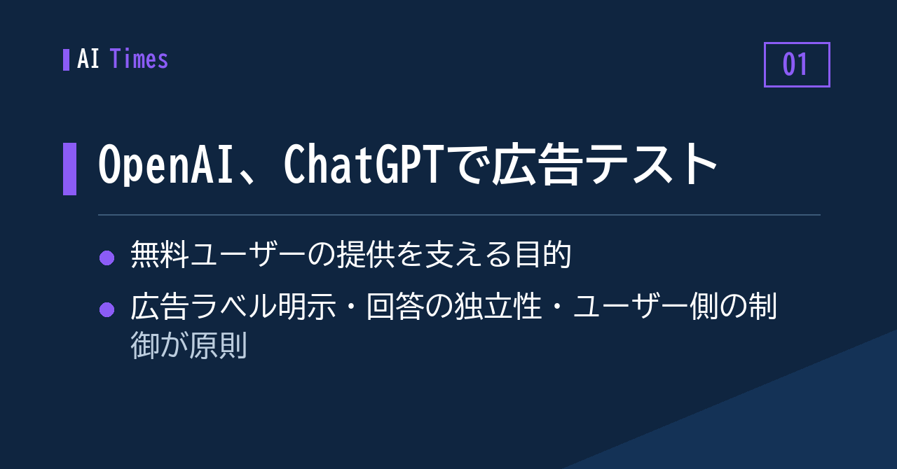 ChatGPTに広告が載る日──OpenAIが公式にテストを開始