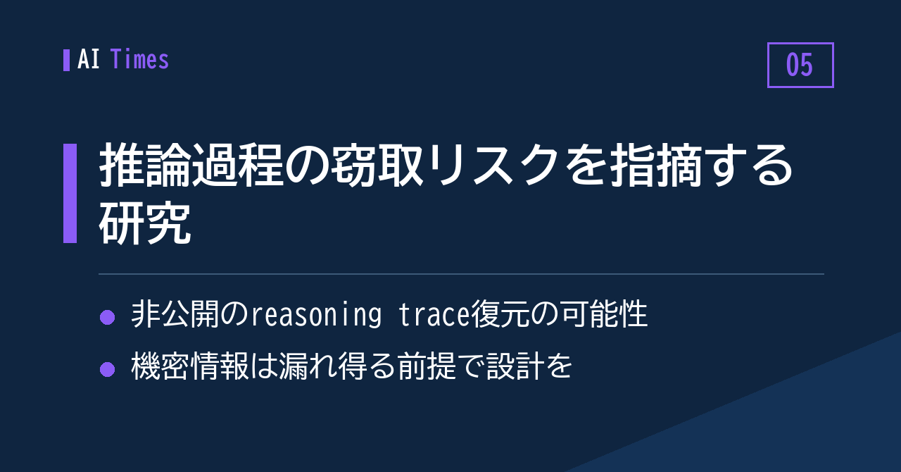 5. APIの「非公開の推論過程」が外部から復元され得る？——新研究の指摘