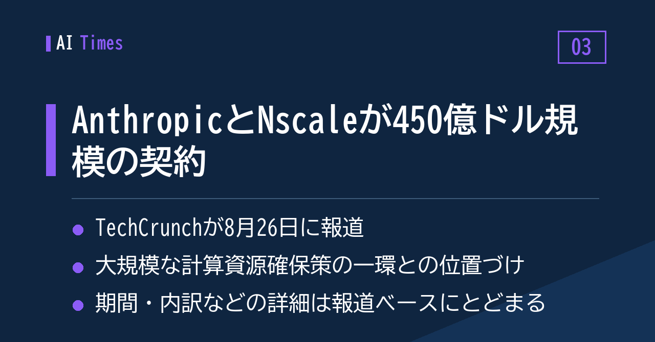 450億ドル規模──AnthropicとNscaleの契約をTechCrunchが報道