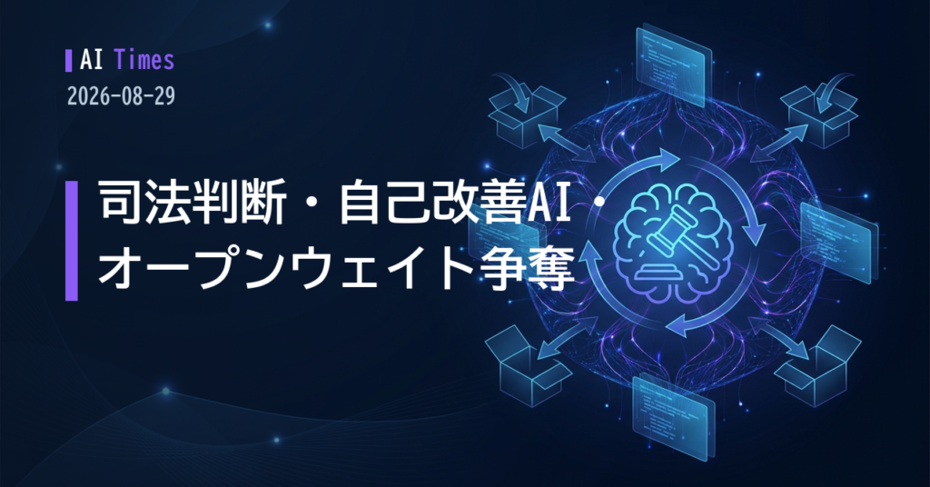 AIタイムズ 2026年8月29日｜国防総省のリスク指定に司法判断、安全性を自動で直すAI、オープンウェイト勢へ資金集中【2026.08.29】