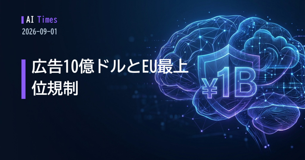 AI Times 2026.09.01｜ChatGPTの広告収入が年10億ドル規模に、同じ日にEUの最上位規制へ【2026.09.01】
