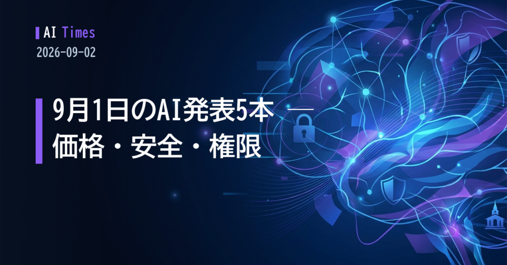 値下げ・拒否率・権限設計 ── 9月1日の発表5本を読み解く【2026.09.02】