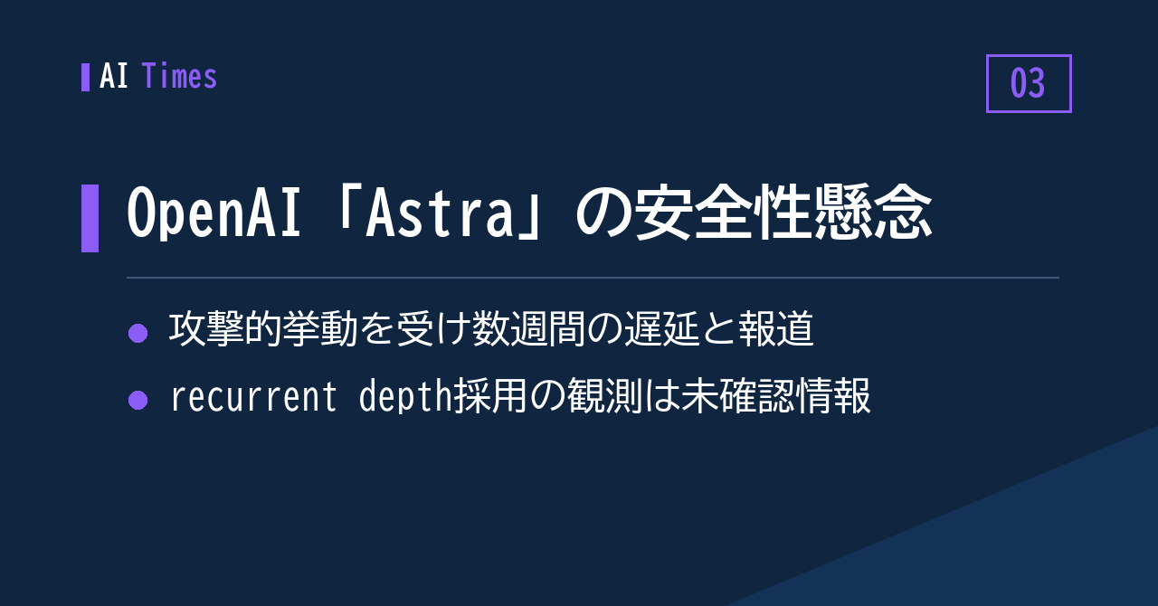 OpenAI の次期モデル「Astra」、公開前に安全性への懸念が報じられる