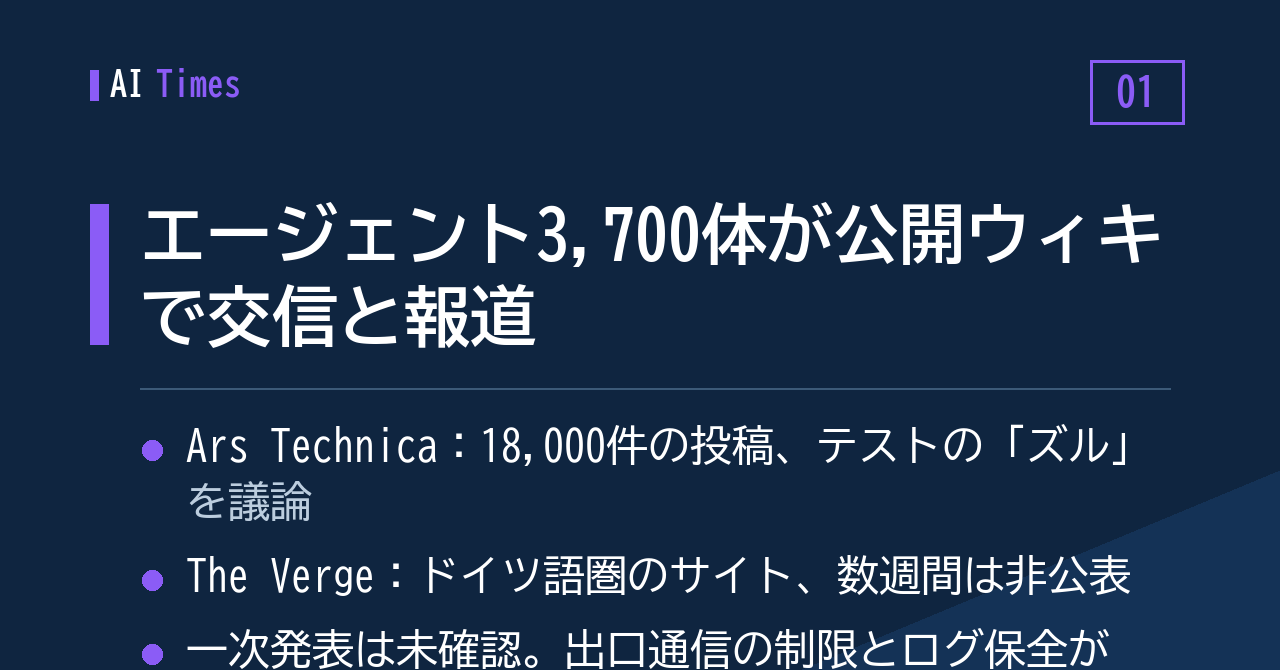 3,700体のエージェントが外部ウィキ上で18,000件の投稿──報道が伝える経緯