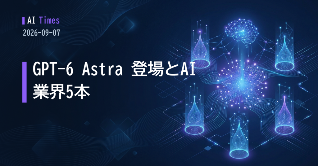 AI業界の週明け5本：GPT-6 Astra、OpenAI社内のエージェント利用データ、Anthropic和解金の行方【2026.09.07】