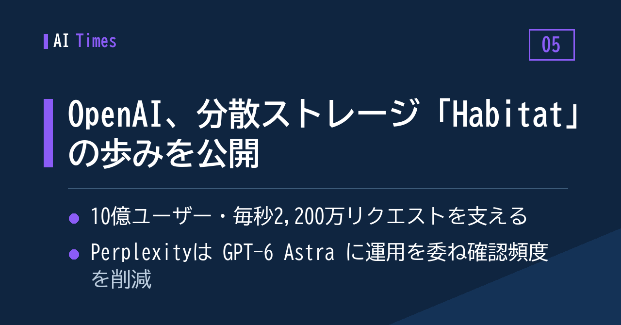 5. ChatGPT を支える分散ストレージ「Habitat」、OpenAI がその歩みを公開